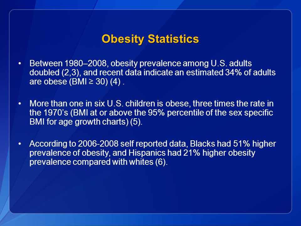 Obesity Statistics Between 1980–2008, obesity prevalence among U.S.