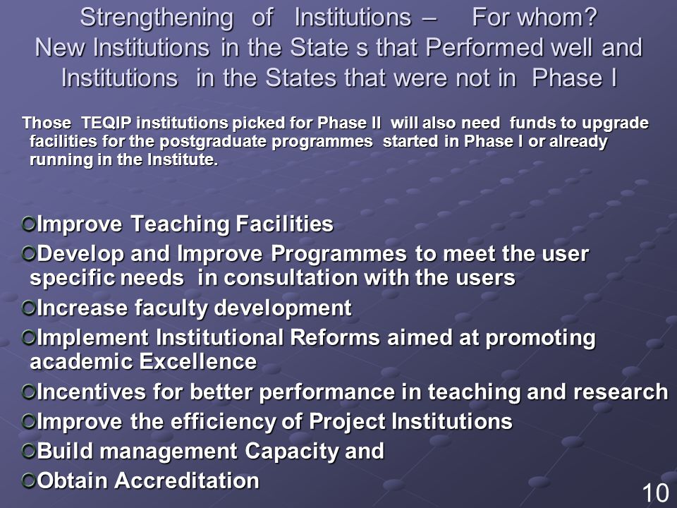Strengthening of Institutions – For whom.