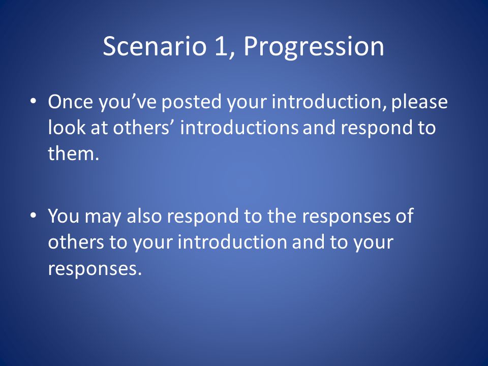 Engaging Introductions Example: Non-example: This prompt is very detailed about what students should include in their introductions and the students reciprocated their instructor’s efforts by writing a very detailed introduction.