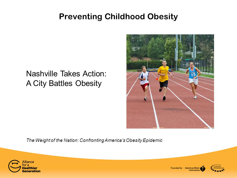 Preventing Childhood Obesity Nashville Takes Action: A City Battles Obesity The Weight of the Nation: Confronting America’s Obesity Epidemic