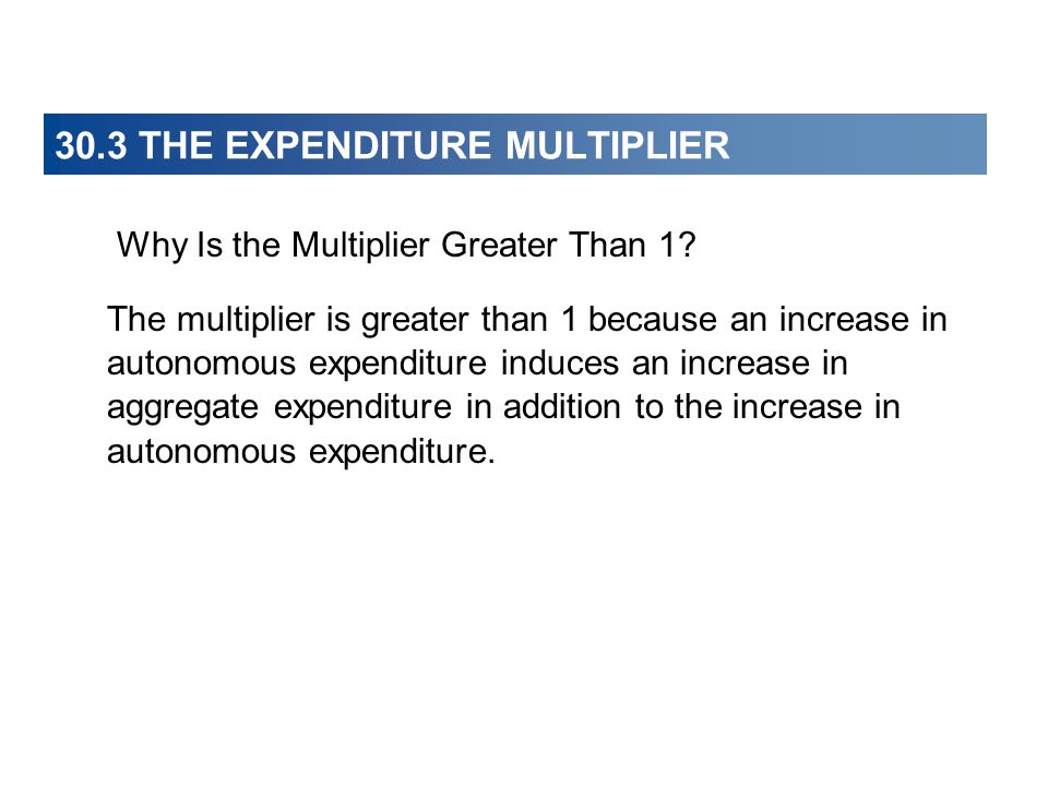 30.3 THE EXPENDITURE MULTIPLIER Why Is the Multiplier Greater Than 1.