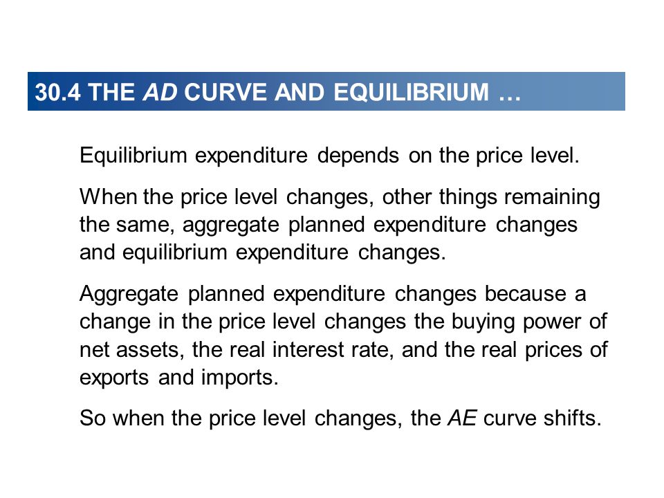 Equilibrium expenditure depends on the price level.