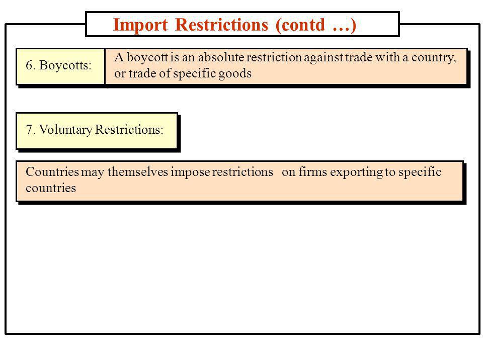 Import Restrictions (contd …) 6.