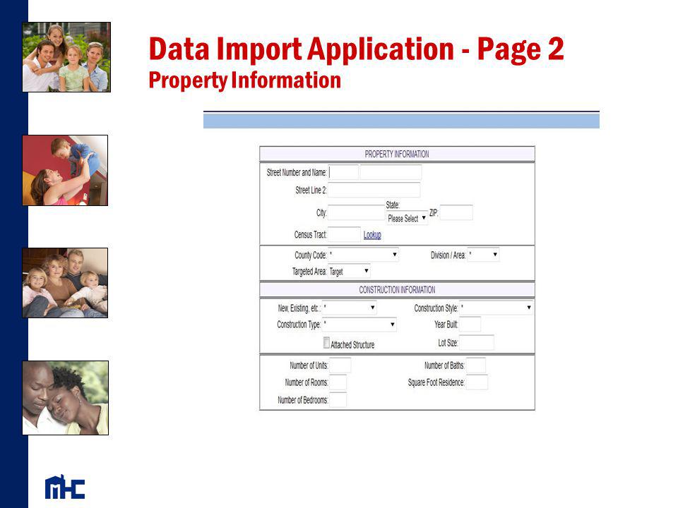 Data Import Application - Page 2 Property Information