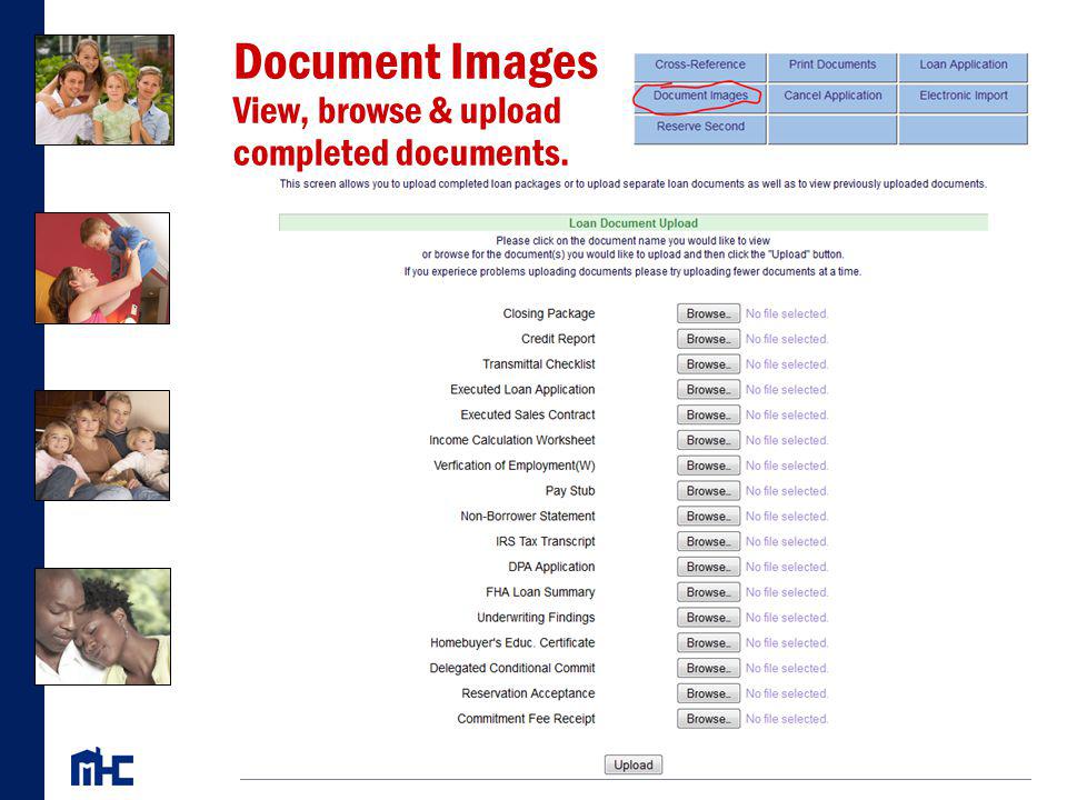 Document Images View, browse & upload completed documents.