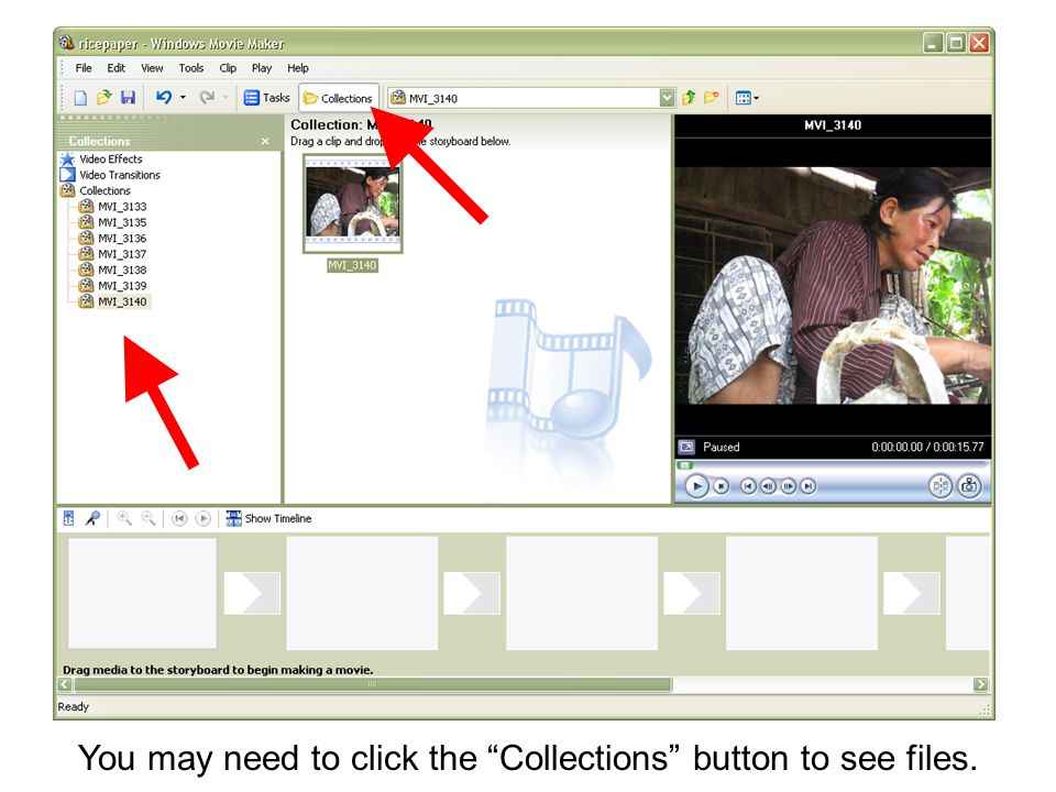 You may need to click the Collections button to see files.