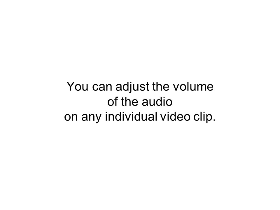 You can adjust the volume of the audio on any individual video clip.