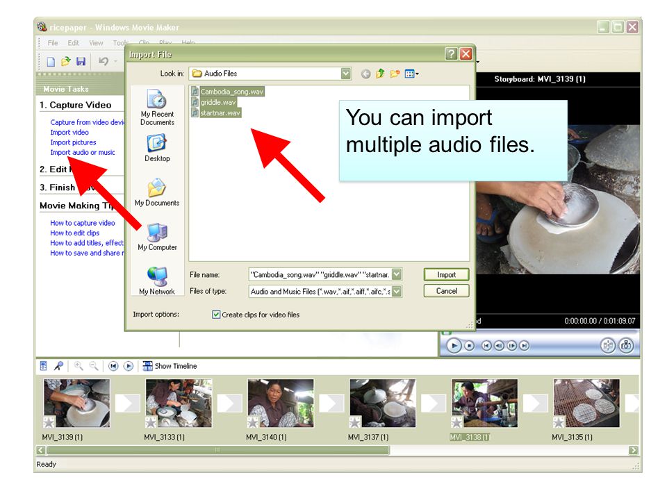 You can import multiple audio files.