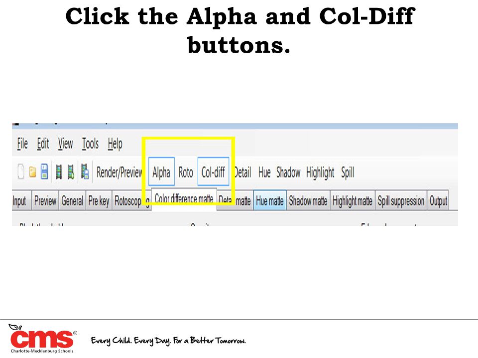 Click the Alpha and Col-Diff buttons.