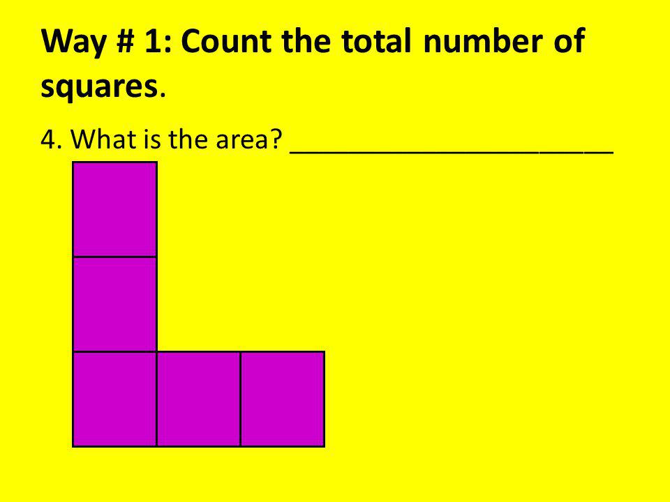 Way # 1: Count the total number of squares. 4. What is the area ______________________