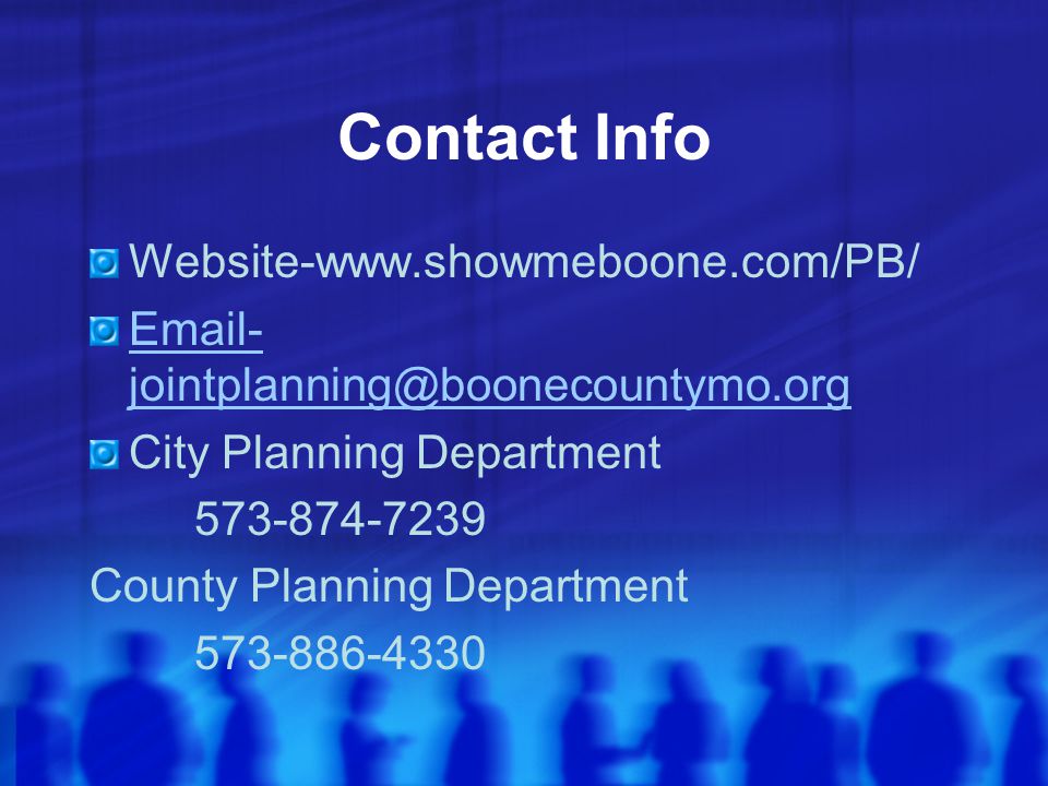 Contact Info Website-   - City Planning Department County Planning Department