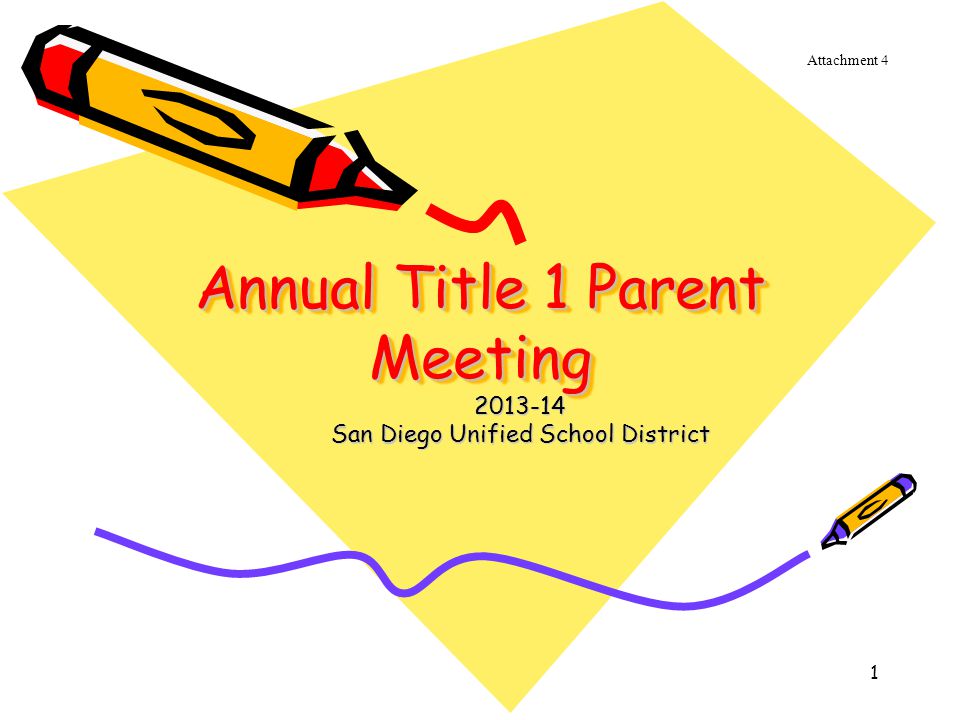 1 Annual Title 1 Parent Meeting Annual Title 1 Parent Meeting San Diego Unified School District Attachment 4