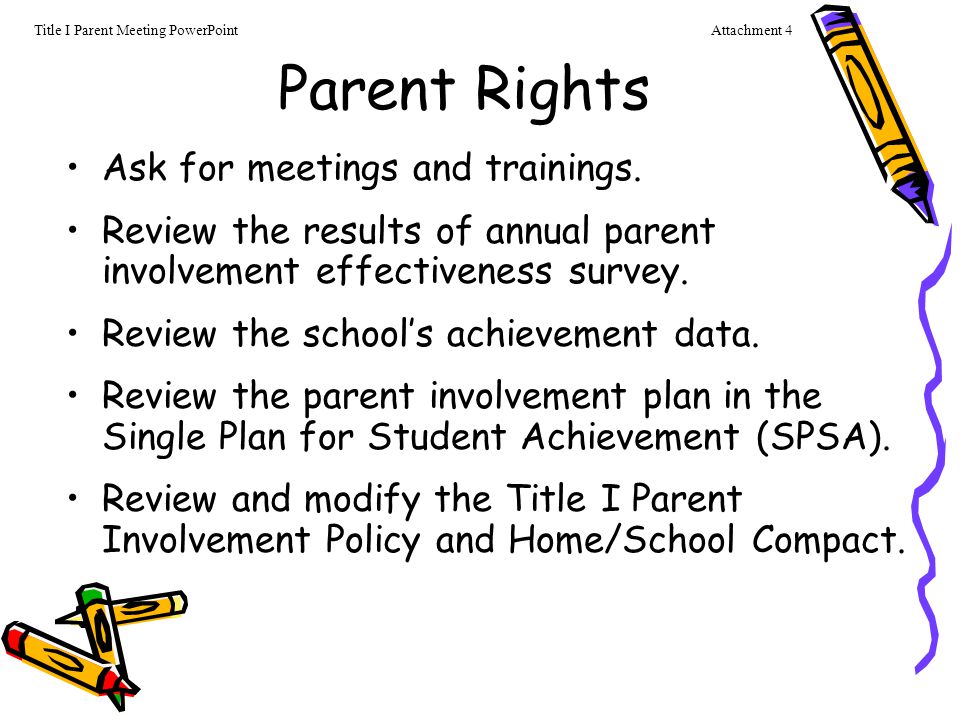 Parent Rights Ask for meetings and trainings.