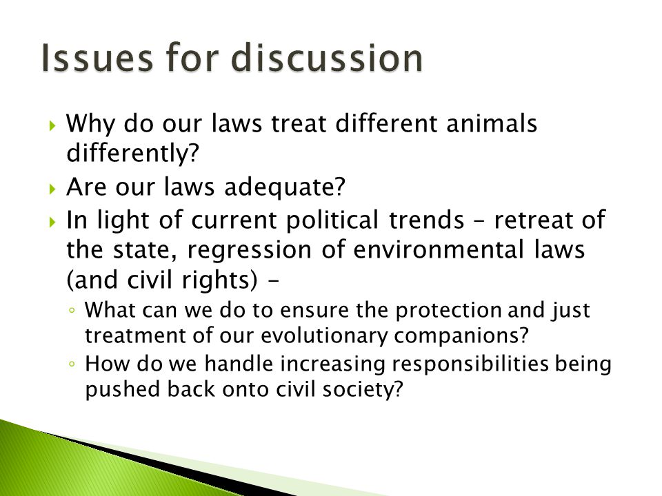  Why do our laws treat different animals differently.