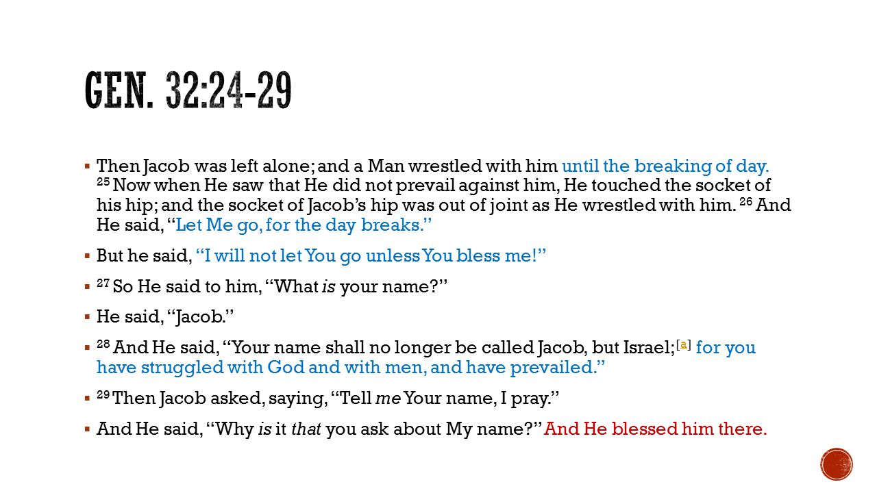  Then Jacob was left alone; and a Man wrestled with him until the breaking of day.