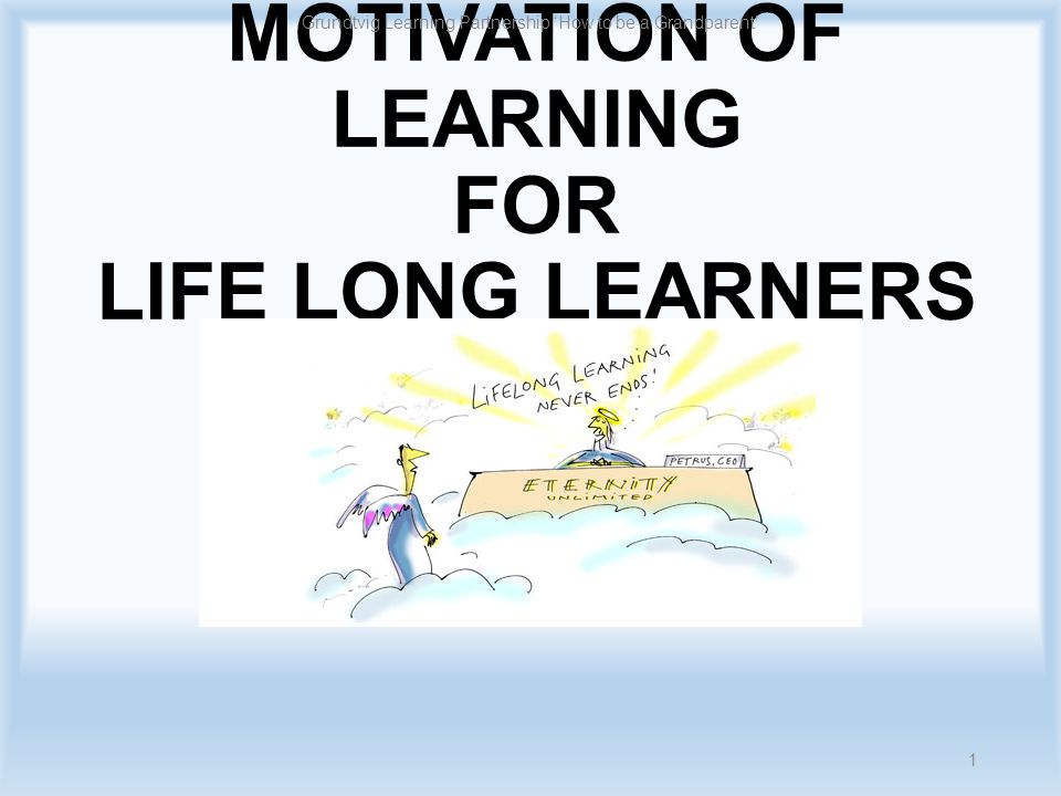 MOTIVATION OF LEARNING FOR LIFE LONG LEARNERS 1 Grundtvig Learning Partnership ‘How to be a Grandparent’