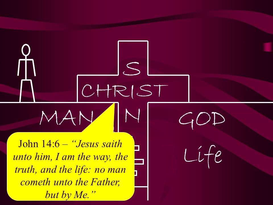 John 14:6 – Jesus saith unto him, I am the way, the truth, and the life: no man cometh unto the Father, but by Me.