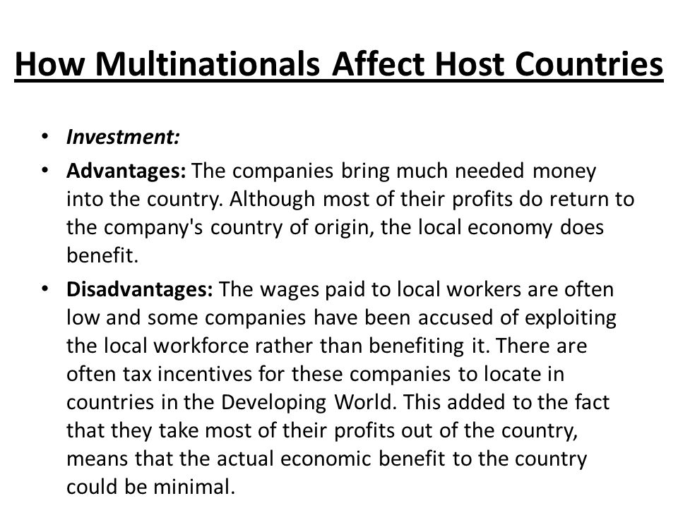 advantages and disadvantages of multinational companies
