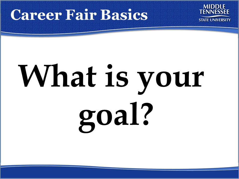 Career Fair Basics What is your goal