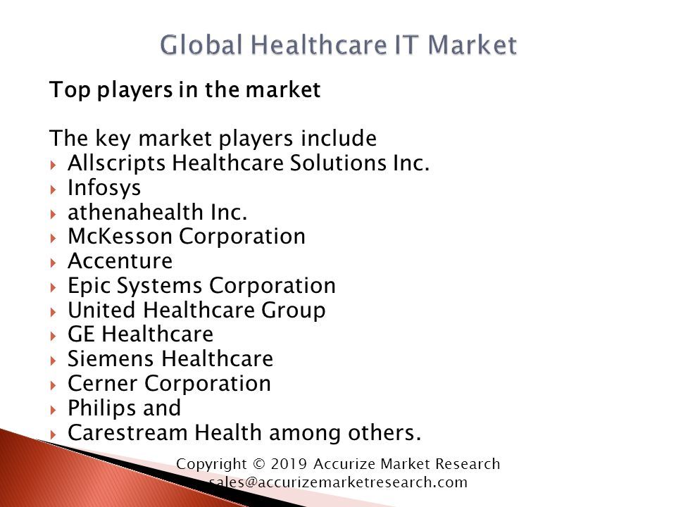 Top players in the market The key market players include  Allscripts Healthcare Solutions Inc.