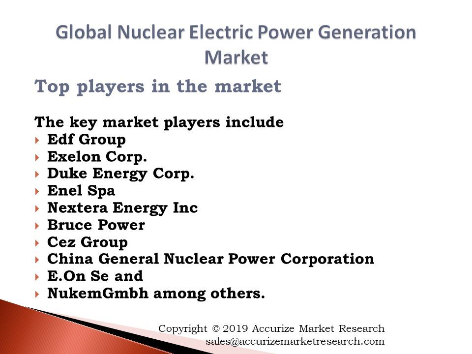 Top players in the market The key market players include  Edf Group  Exelon Corp.