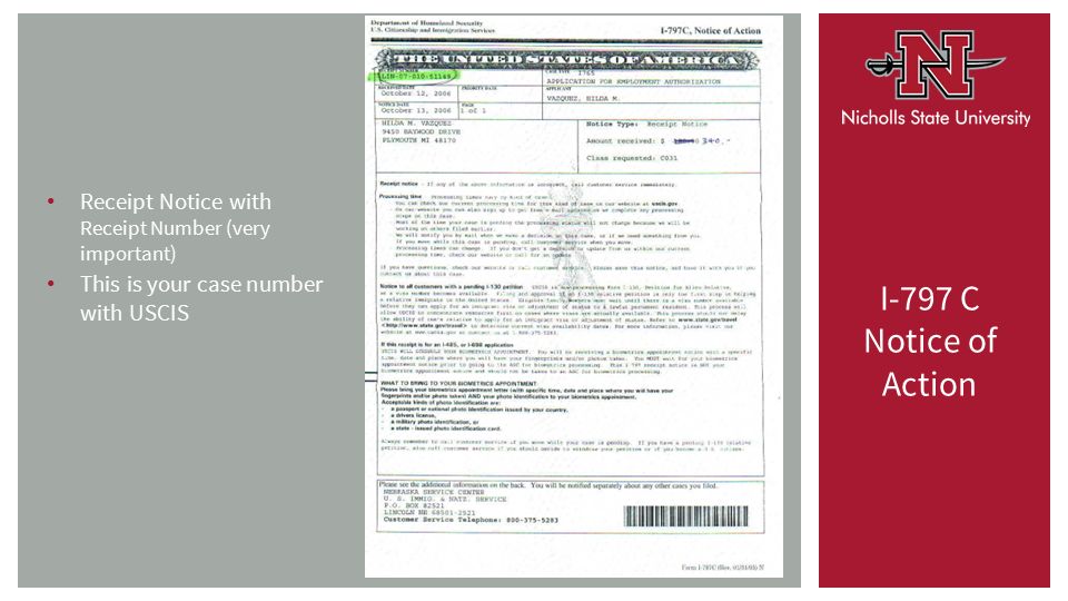 Receipt Notice with Receipt Number (very important) This is your case number with USCIS I-797 C Notice of Action