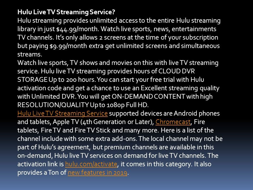 Hulu.com/activate. Hulu Live TV Streaming Service? Hulu streaming ...