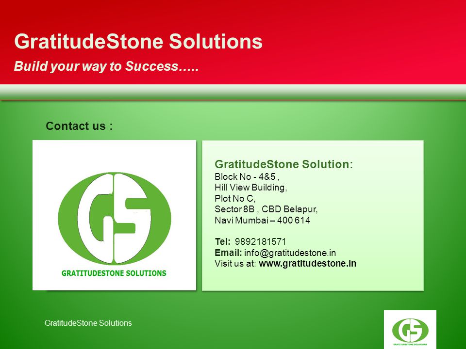 Your Logo GratitudeStone Solutions Build your way to Success…..