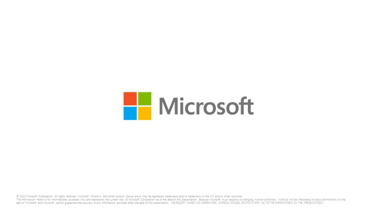 © 2012 Microsoft Corporation. All rights reserved.