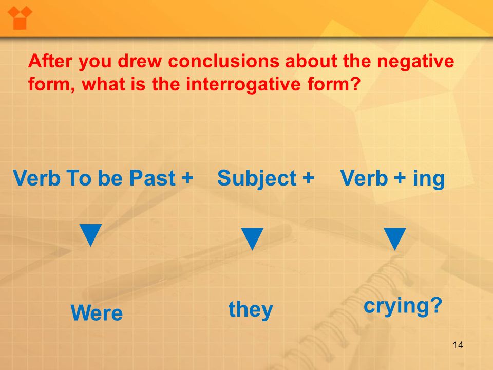 14 After you drew conclusions about the negative form, what is the interrogative form.