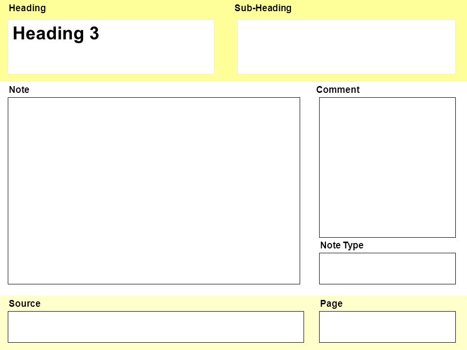 HeadingSub-Heading Source NoteComment Note Type Page Heading 3