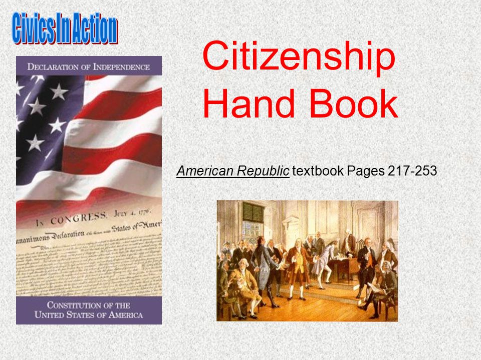 American Republic textbook Pages Citizenship Hand Book