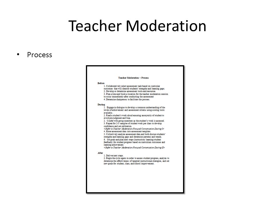 Teacher Moderation Process