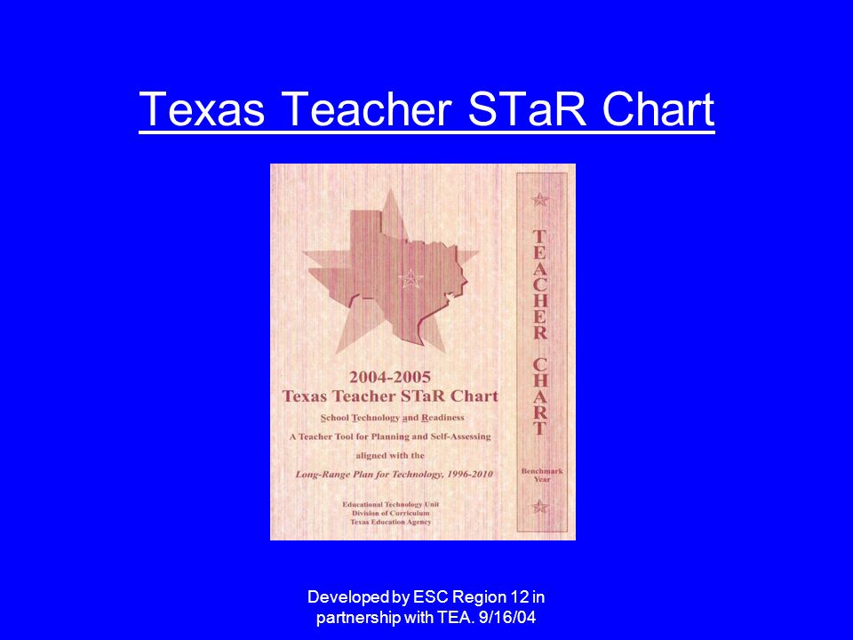 Developed by ESC Region 12 in partnership with TEA. 9/16/04 Texas Teacher STaR Chart