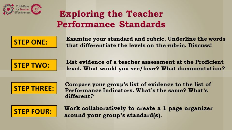 Examine your standard and rubric. Underline the words that differentiate the levels on the rubric.