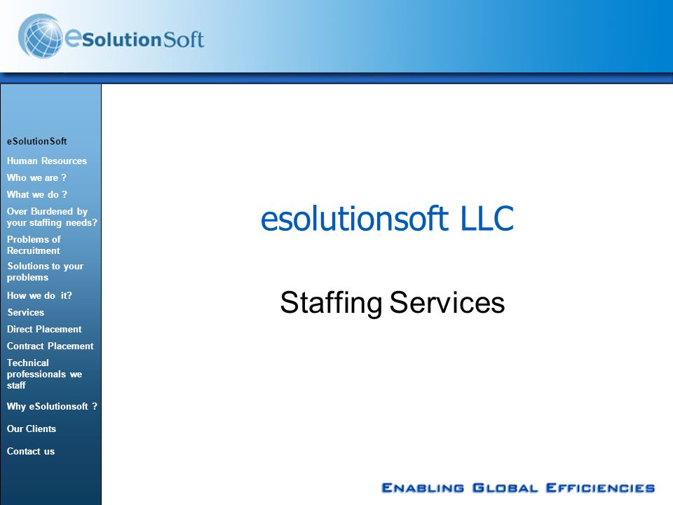 esolutionsoft LLC Staffing Services eSolutionSoft Human Resources Who we are .