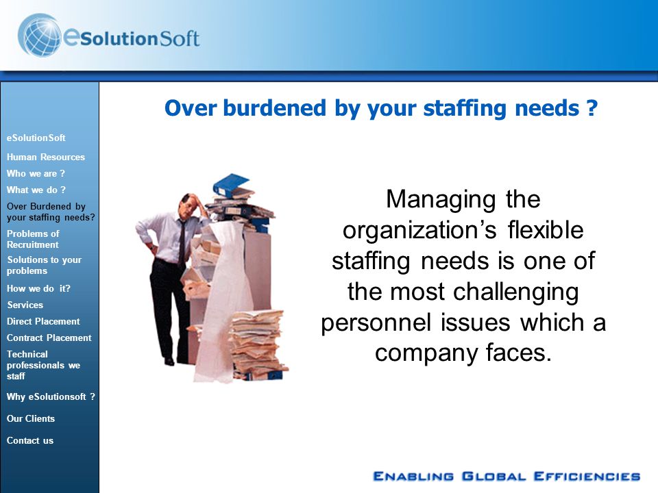 Over burdened by your staffing needs .