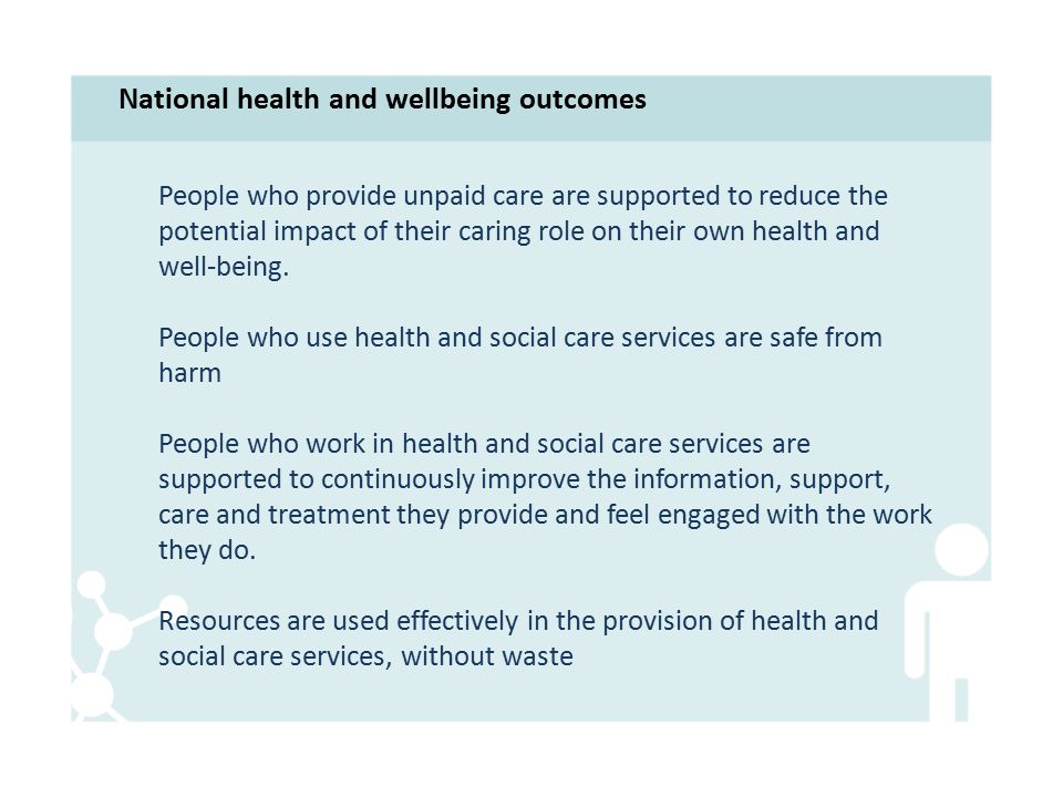 People who provide unpaid care are supported to reduce the potential impact of their caring role on their own health and well-being.