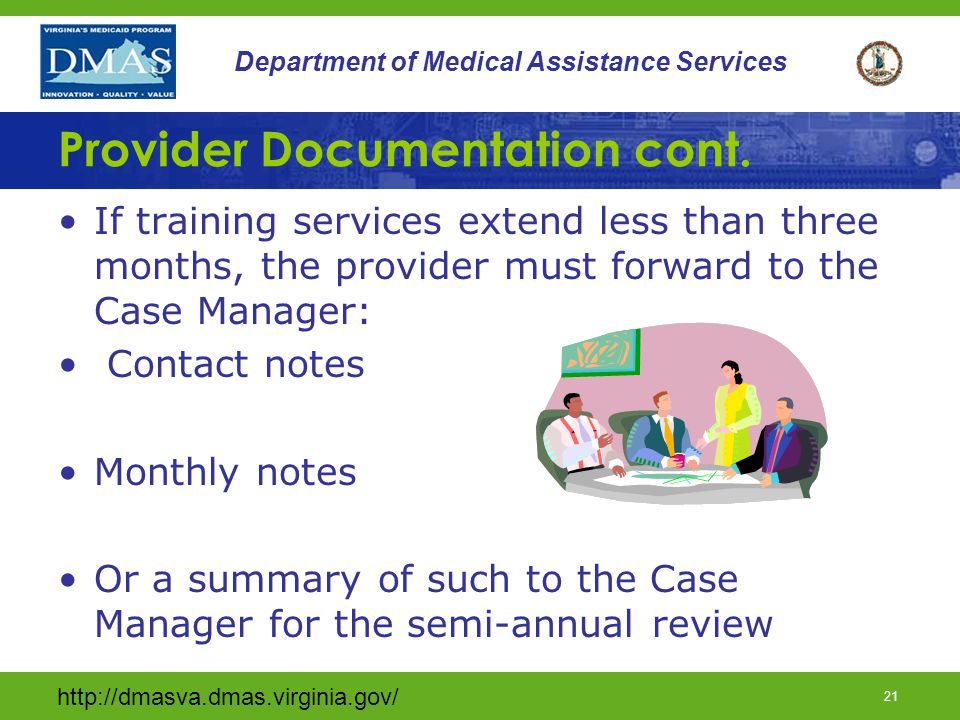 20 Department of Medical Assistance Services Provider Documentation cont.