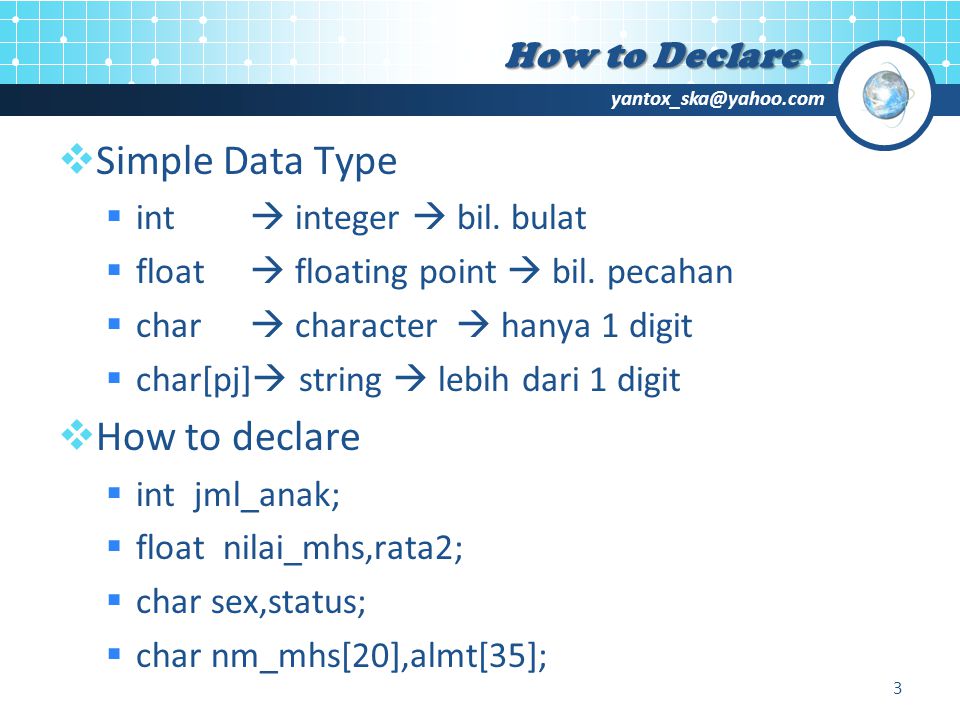 Data Types Session 2.  Primitive data types  int, float, double, char   Aggregate data types  Arrays come. - ppt download