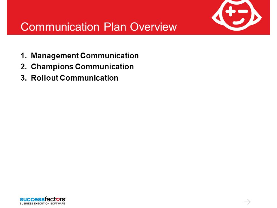 1.Management Communication 2.Champions Communication 3.Rollout Communication