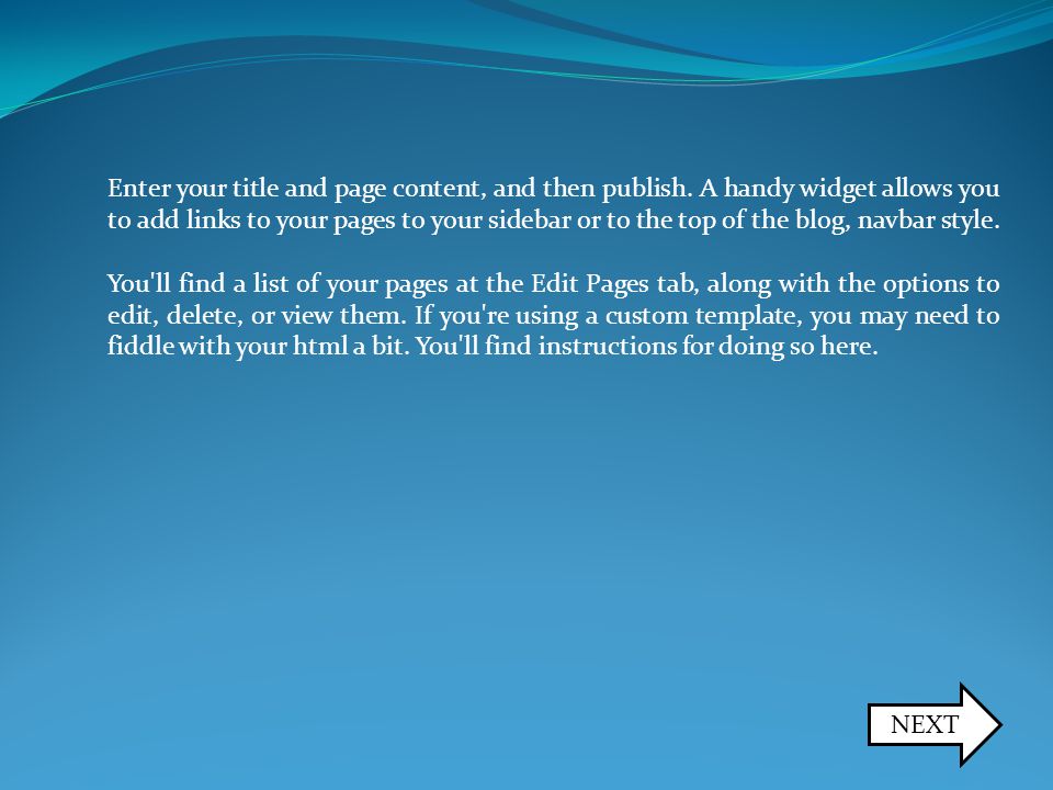 Enter your title and page content, and then publish.