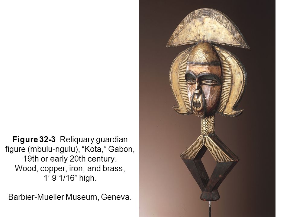 Figure 32-3 Reliquary guardian figure (mbulu-ngulu), Kota, Gabon, 19th or early 20th century.