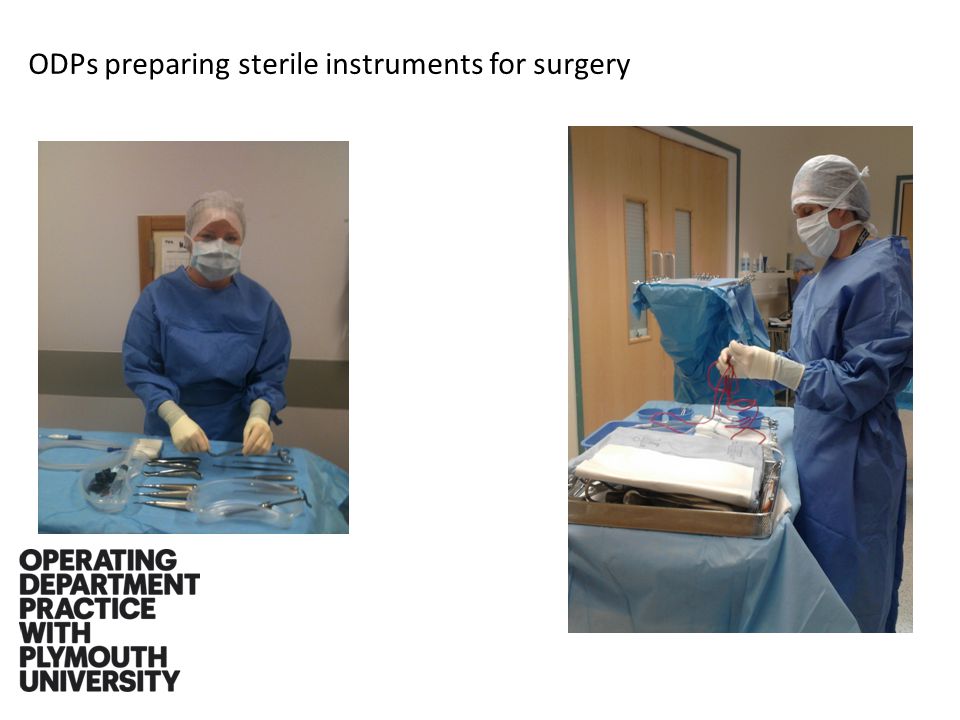 ODPs preparing sterile instruments for surgery