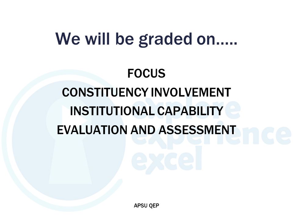 We will be graded on…..