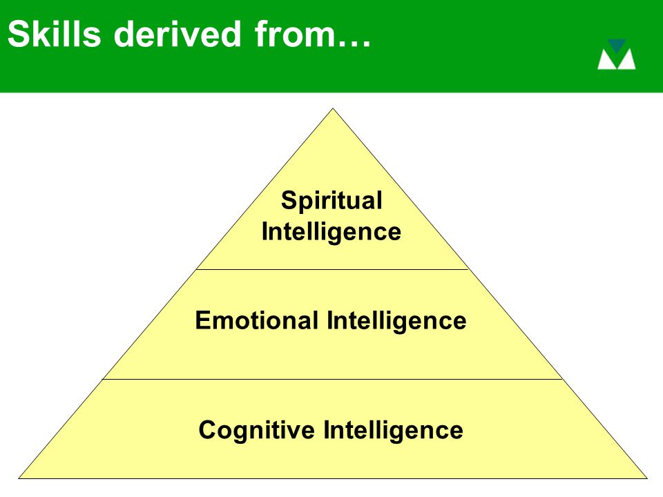 Skills derived from… Cognitive Intelligence Spiritual Intelligence Emotional Intelligence