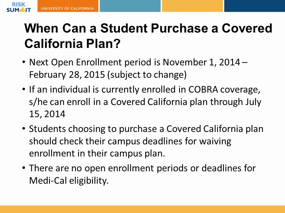 When Can a Student Purchase a Covered California Plan.