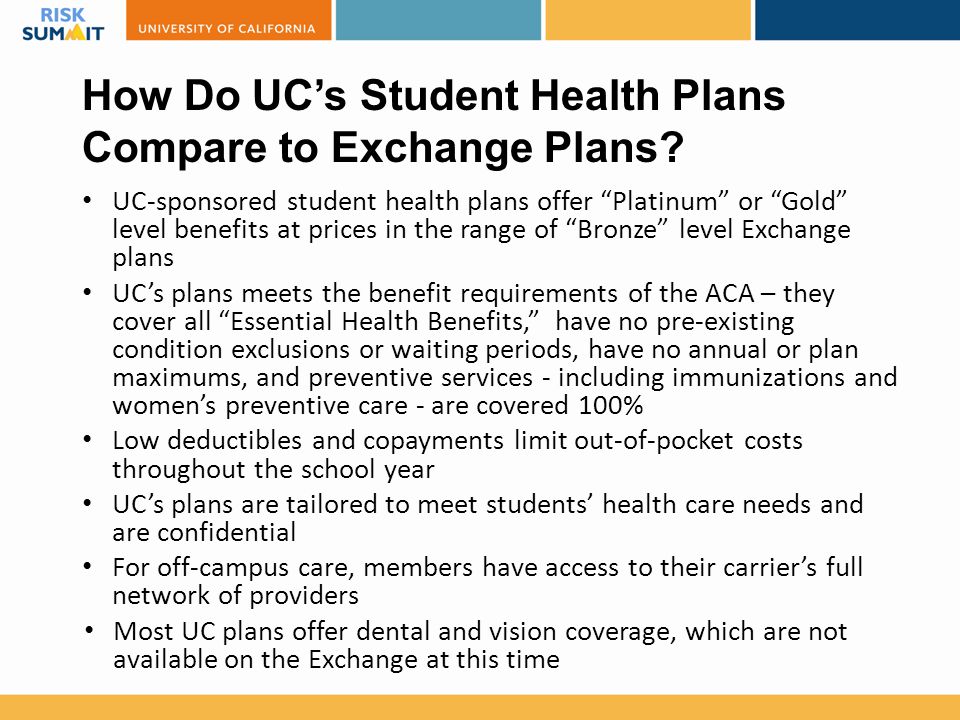 How Do UC’s Student Health Plans Compare to Exchange Plans.