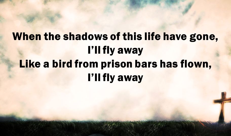 When the shadows of this life have gone, I’ll fly away Like a bird from prison bars has flown, I’ll fly away