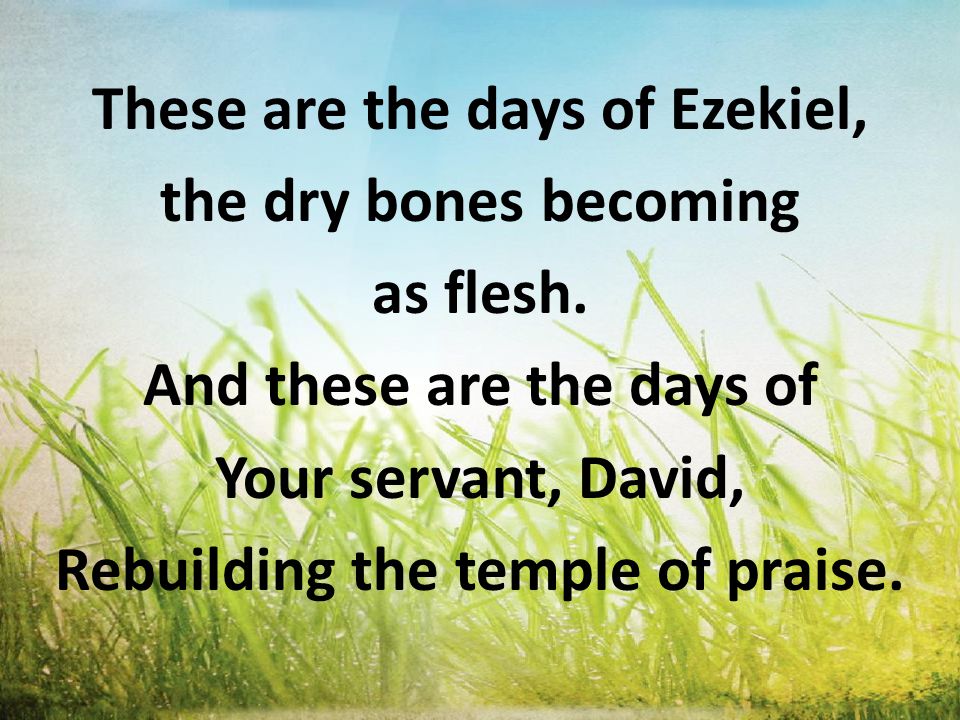 These are the days of Ezekiel, the dry bones becoming as flesh.